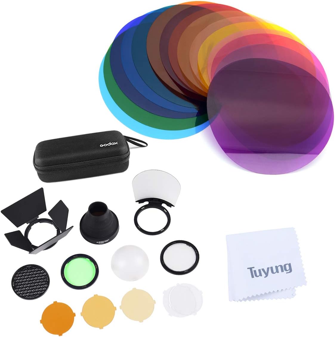 Godox V-11C Color Filters with godox AK-R1 Accessories Kit Set Compatible with Godox V1-C V1-N V1-S V1-O V1-F etc. Round Head Flash, use H200R Compatible with AD200 AD200PRO