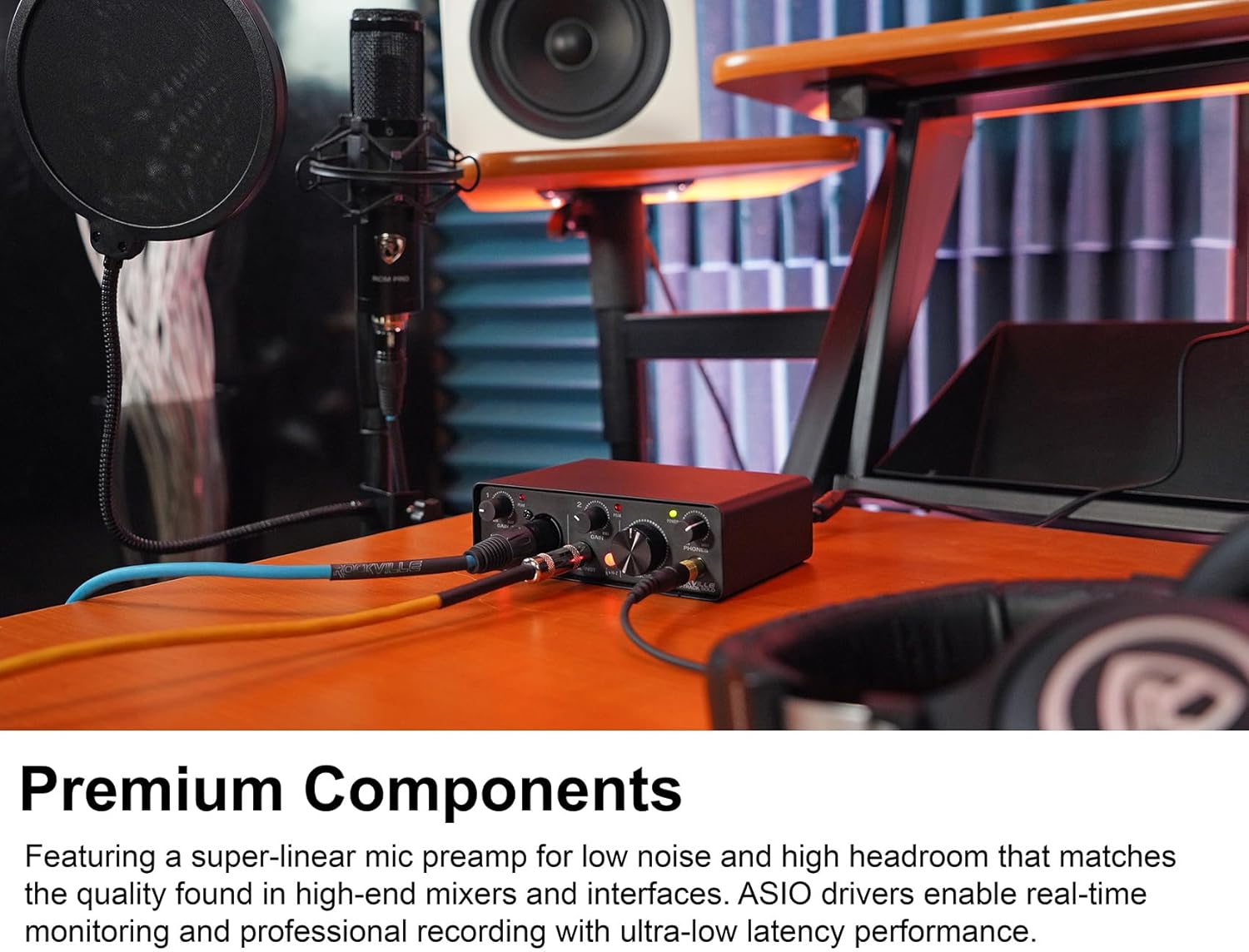 Rockville Bundle: Rockville R-TRACK SOLO Recording USB C Audio Interface 24Bit 192Khz+ASIO Drivers Bundle with Rockville RCM03 Pro Studio Recording Condenser Microphone Shock Mount (2 Items)