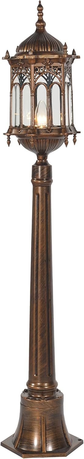 Gothic Grassland Lamp, Outdoor Aluminum Gothic Floor Lamp, 47.25 Inches x 9 Inches, Antique Gold Hardwire
