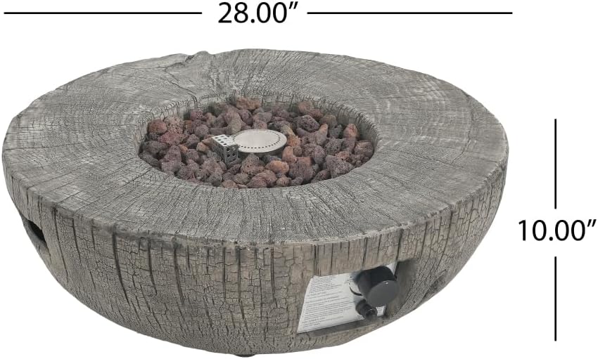 30, 000BTU Patio MGO Propane Fire Pit with Round Shape and Fire Bowl Design, Light Grey, Tank Cover Not Provided