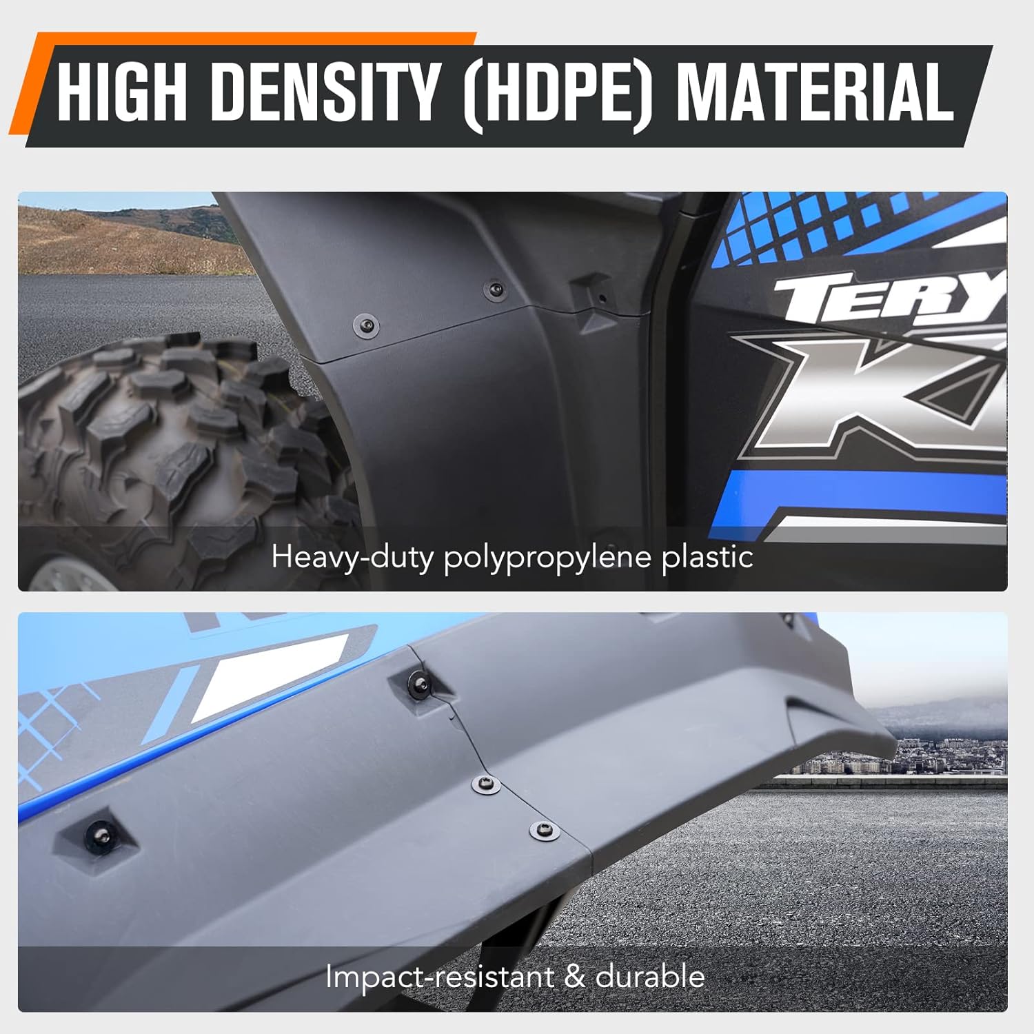 HAKA TOUGH Wider Extended Fender Flares for Kawasaki Teryx KRX 1000 2 Door 2020-2025, Front & Rear XXL Mud Flaps Mud Guards Extension Accessories, Replace OEM # 99994-1324, 8PCS