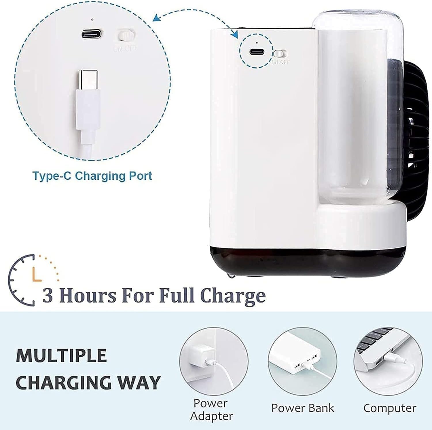 Portable Air Conditioner, Personal Evaporative Cooler & Humidifier, USB Rechargeable Desktop Cooling Fan, for Bedroom,Dorm,Travel (Color : Blue)