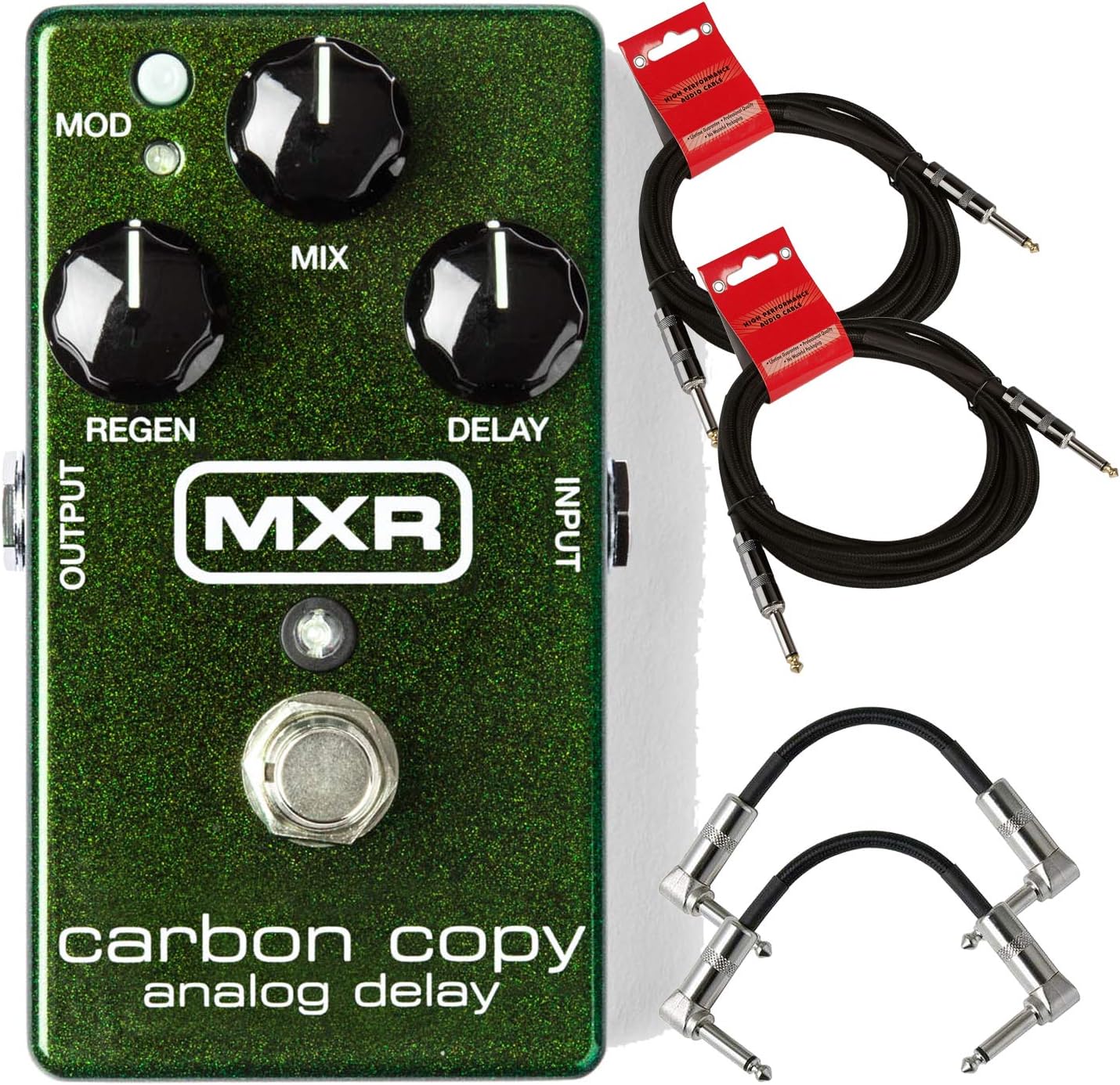 MXR M169 Carbon Copy Analog Delay Pedal Bundle with 2 Patch Cables and 2 Instrument Cables