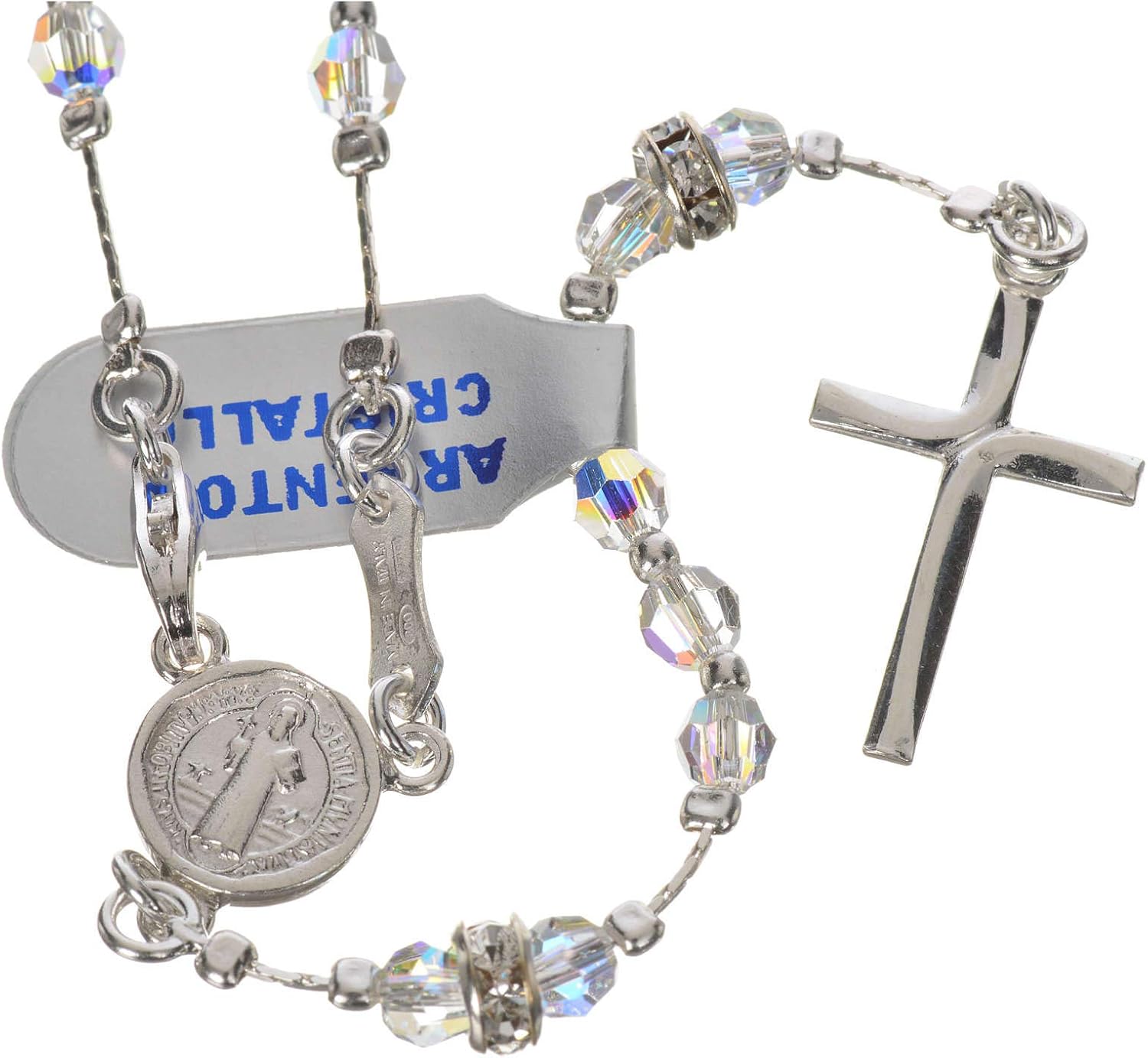 Rosary Beads in 925 Silver and Transparent Crystal