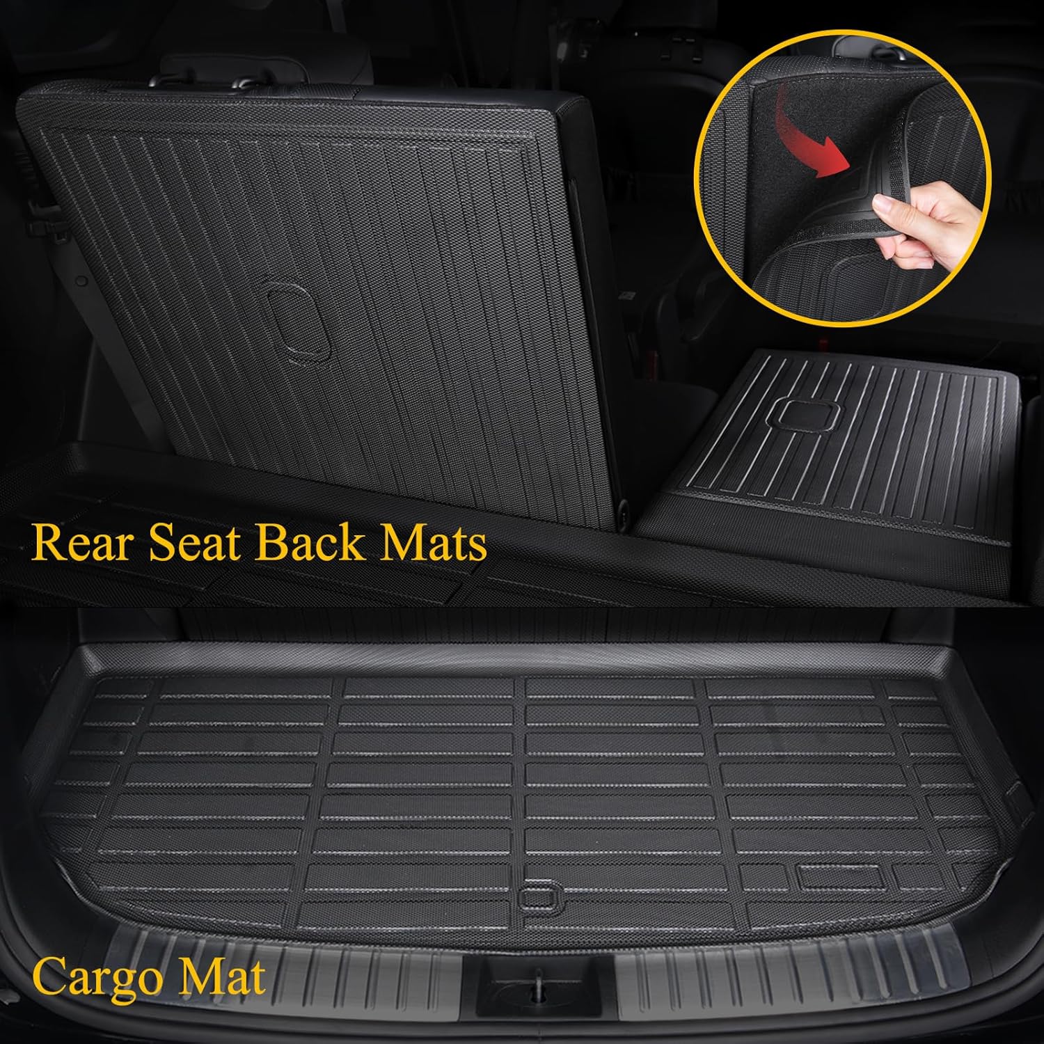 Jenofa-for Cadillac XT4 2019-2025 All Weather Floor Mats Automotive Non-Slip Waterproof Car Mat for 2024 XT4 Accessories (Floor Mats & Rear Seat Back Mats & Cargo Liner)