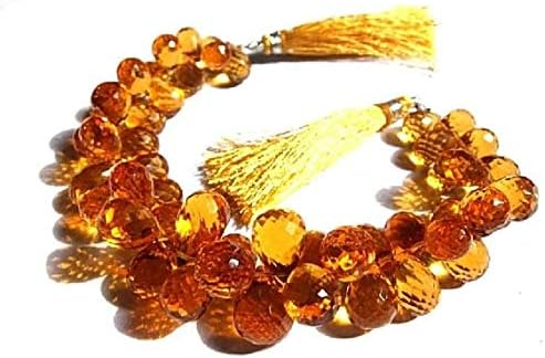 madeira quartz faceted tear drop briolettes 10x7-12x8mm 3.5