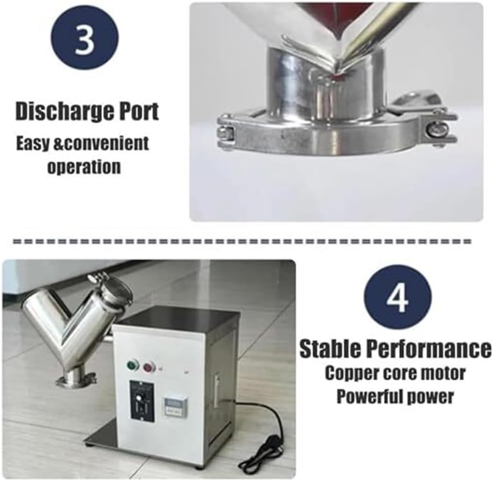 Industrial Powder Mixer Machine,V-Type Dry Powder Mixer, Stainless Steel Granule Blender,for Teaching Labs,Food Processing