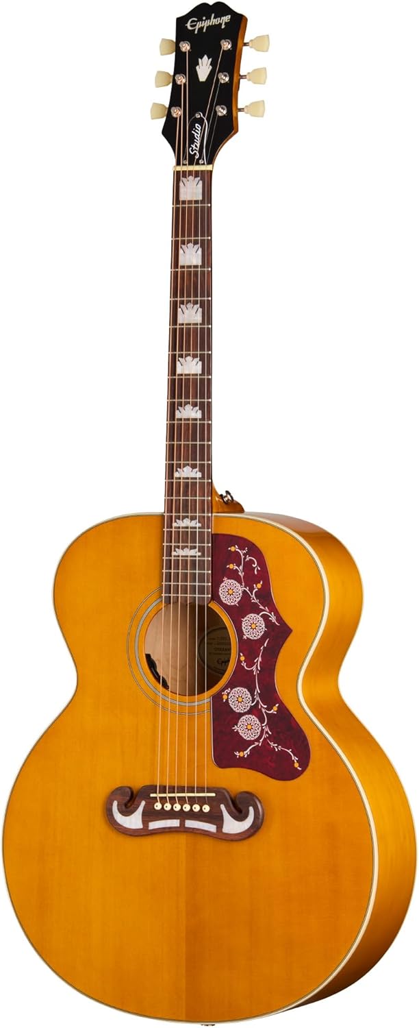 Epiphone J-200 Studio Jumbo Acoustic Electric, Natural with Bag