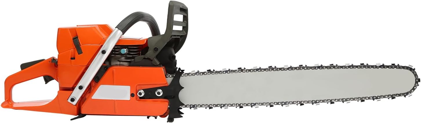 72CC Gas Chainsaw 24 Inch 2 Stroke Chain Saw with Manganese Steel Guide Bar Handheld Cordless Gas-Powered Chain Saws Single Cylinder Chainsaws for Cutting Forest Trees Wood Garden Farm Cutting