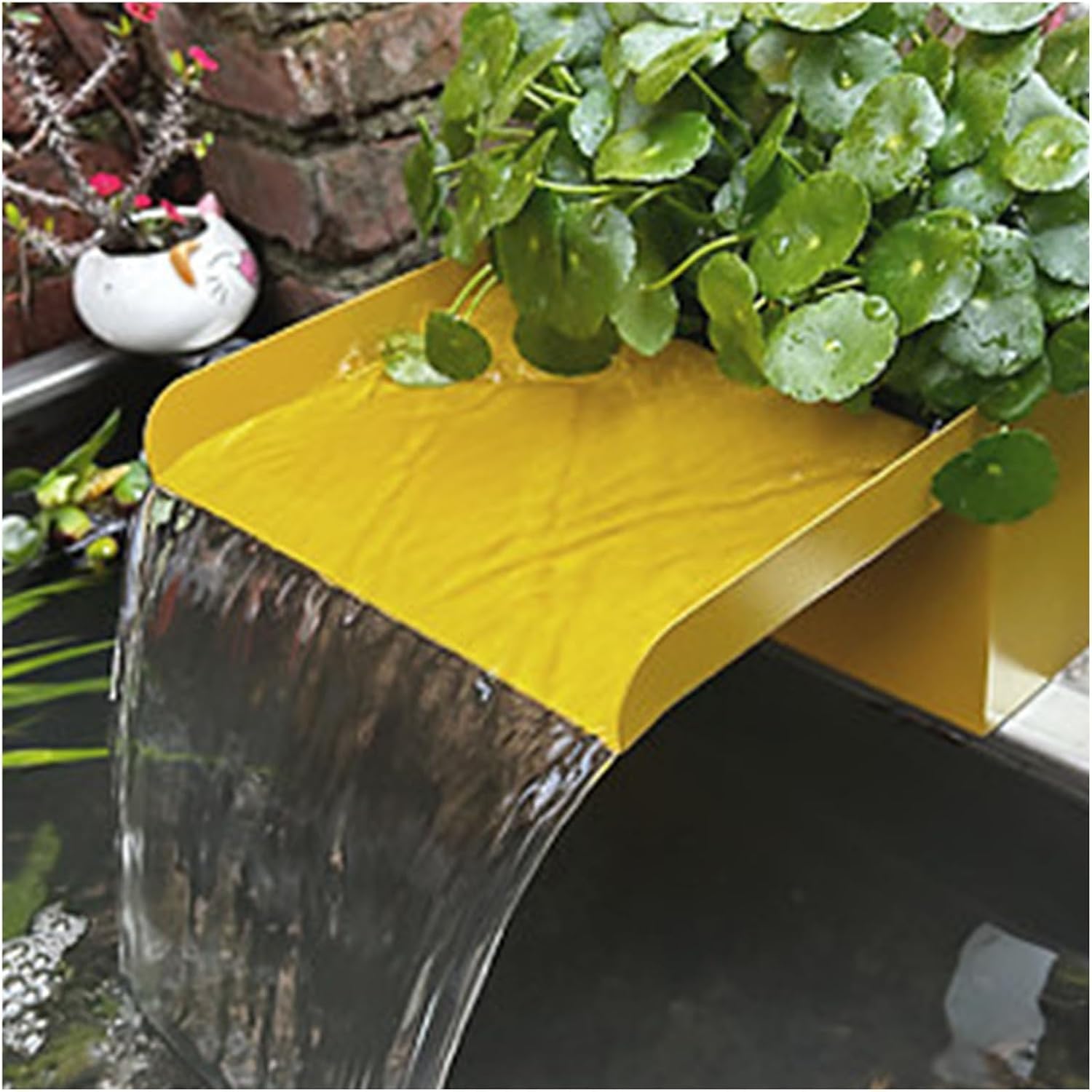 Heavy-Duty Stainless Steel Waterfall Fountain, Aquarium/Garden/Patio/Backyard Pond Waterfall Spillway, Pool Outlet with Accessories & Filter Cotton(15cm/5.9in L Spillway)