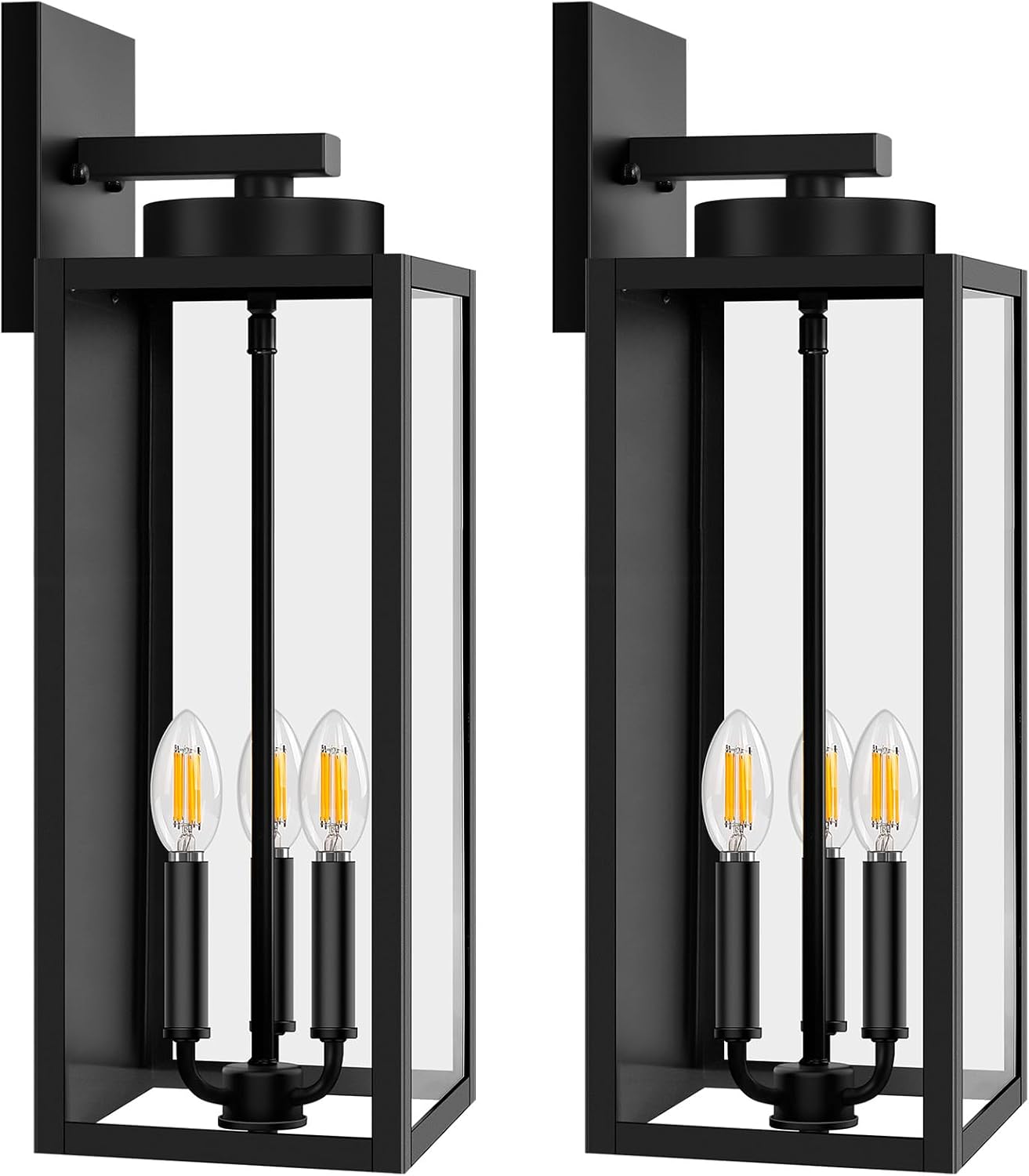 20in Large Outdoor Wall Light Fixtures, Exterior Lighting Fixtures Porch Sconces Wall Mounted, Waterproof Black Outdoor Wall Lanterns Lamps, Outside Lights for House Patio Front Door Entryway, 2-Pack