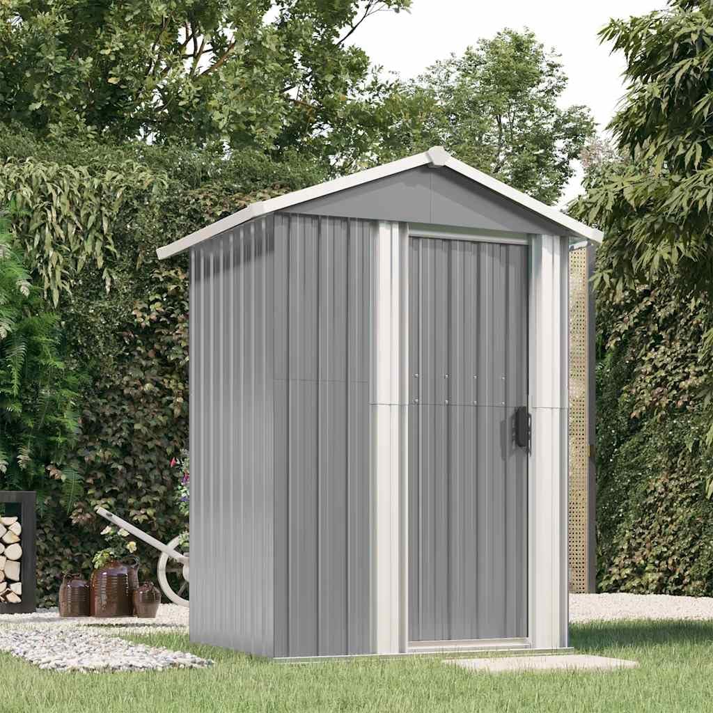 Grey Galvanized Steel Garden Storage Shed, 49.6 x 38.4 x 69.7 Inch Outdoor Utility Tool House with Sliding Door, Weather-Resistant Metal for Yard, Lawn Mower, Bike Storage