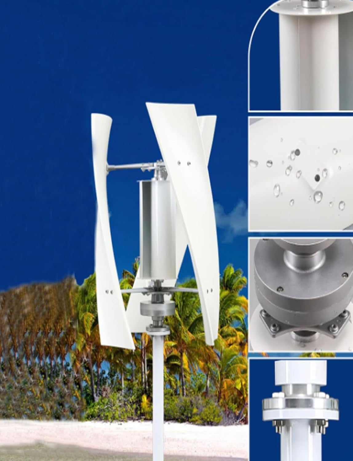 Vertical Wind Generator Kit 100W for Home/Camping - No Noise 3 Blades Turbine with MPPT Controller for 12V/24V/48V