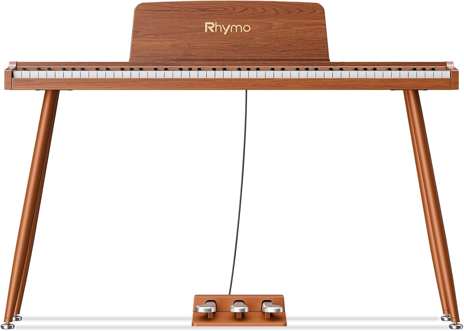 Rhymo 88-Key Digital Piano with Stand, Semi-Weighted Keyboard, Bluetooth Audio/MIDI, Dual Player Mode, 20W Speakers, Microphone Input, Triple Pedal for Beginners to Professional
