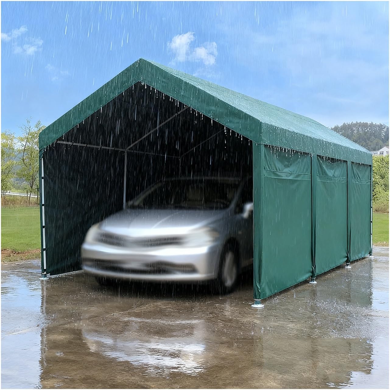 Outdoor Carport Canopy for All-Weather Water-Resistant Heavy Duty Carports for Tractor Truck RV SUV(16.4x19.6x6.5 ft)