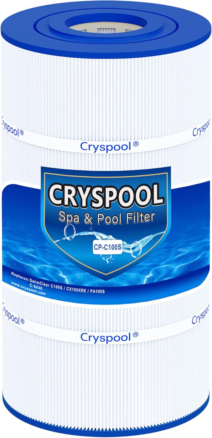 Cryspool® C100S Filter Compatible with CX100XRE, C100S, SwimClear C100S, PA100S, C-9440, 100 Sq. Ft Pool Filter Cartridge, 1 Pack