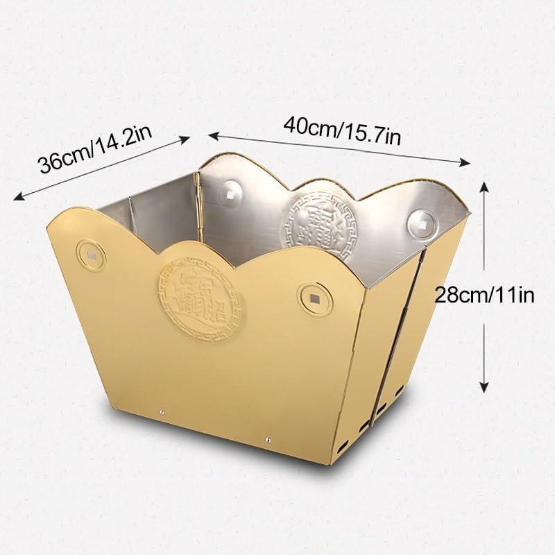 Foldable Incinerator, Burn Cage, Trash Burning Containers, Outdoor Fire Pit, Suitable for Garbage, Garden Leaves(Gold)