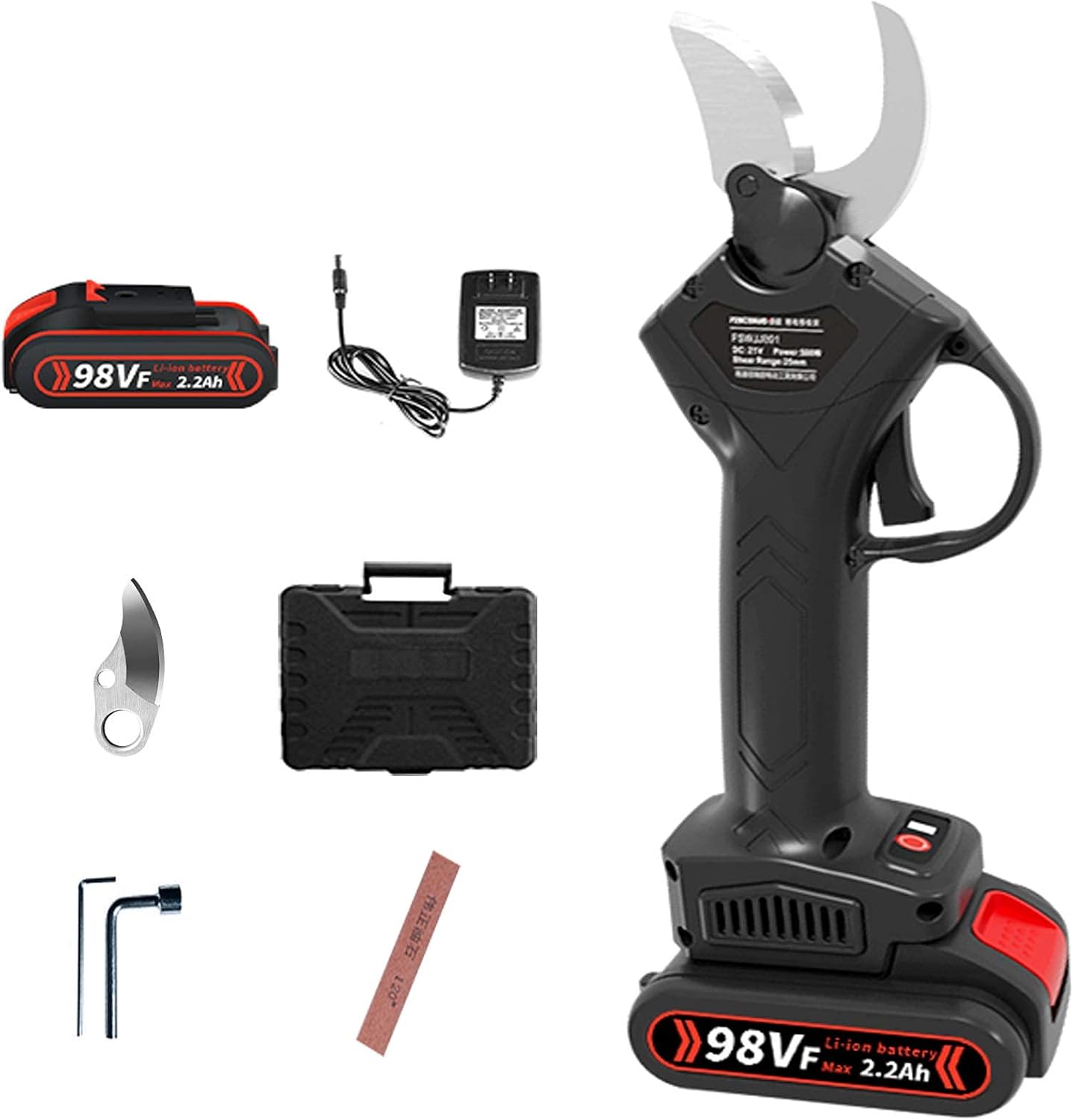 Electric Pruning Shears Cordless with 21V Rechargeable Battery,28-33mm cutting diameter scissors and extension rod, Cordless Electric Secateur (2.8vm