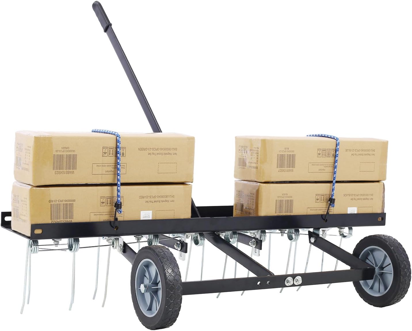 40-Inch Lawn Sweeper Tow Behind Dethatcher – Riding Lawn Mower Attachment with Heat-Treated Tines, Landscape Rake & Debris Hopper – Durable Steel Construction for Lawn Care & Thatch Removal