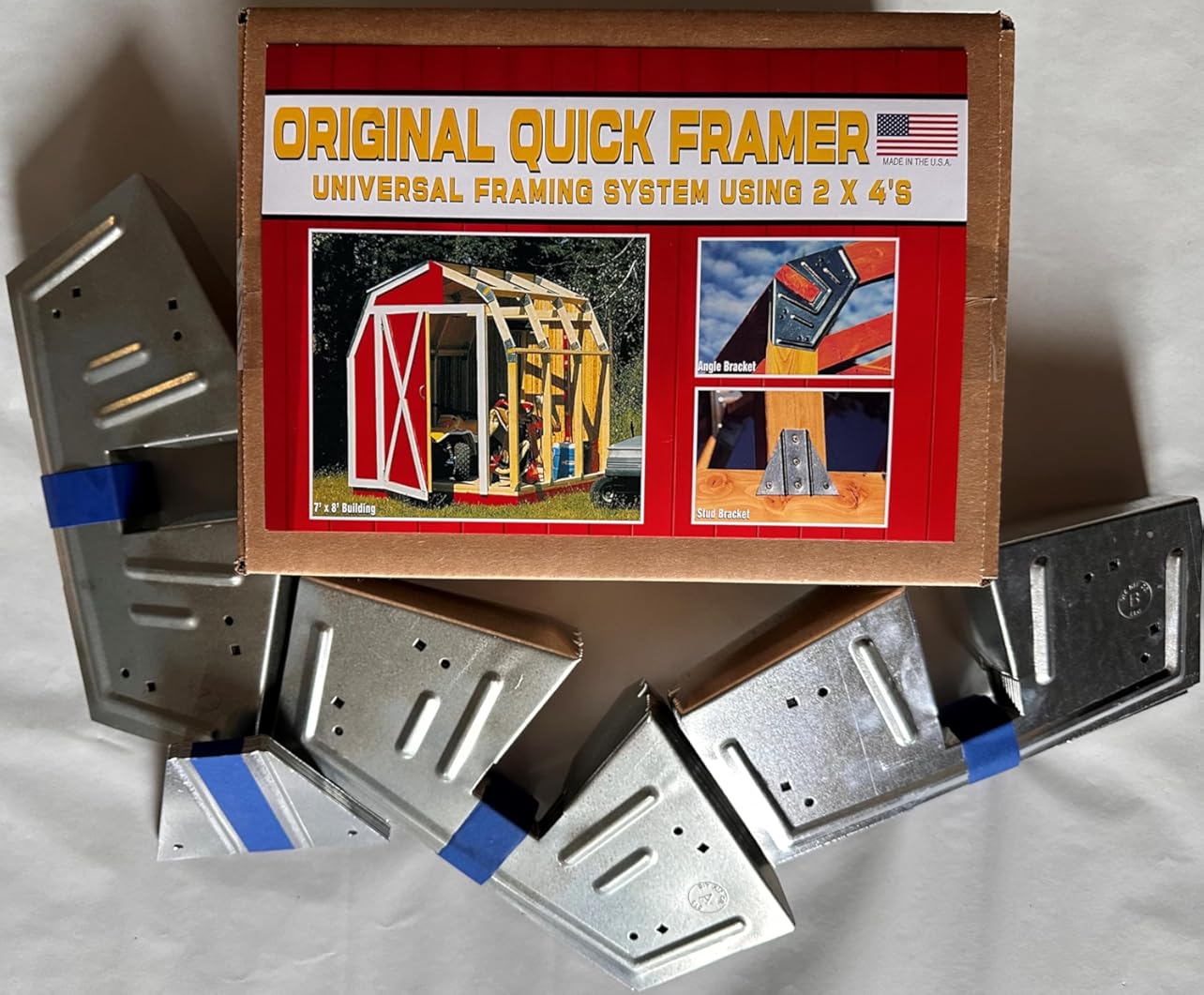 Storage Shed. Build Your Own Shed. DIY Bracket Kit. The Original Quick Framer Shed Kit. Includes Brackets and Complete Set of Plans. Expandable with Multiple Kits. Made in The USA. No Angled Cuts