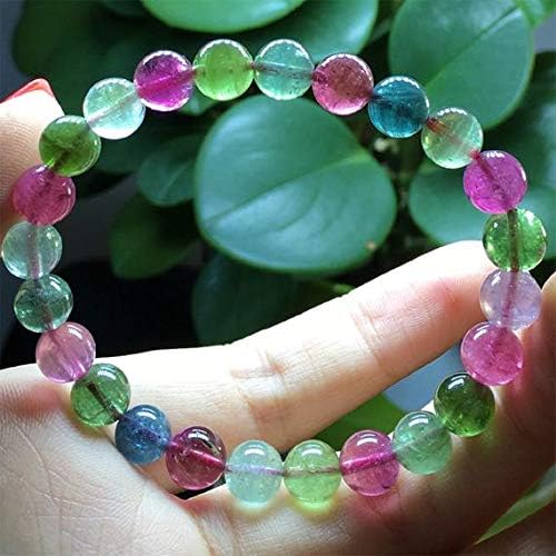 1 strands natural colorful purple green pink blue tourmaline multi-color stretch bracelet round beads 7.5mm 04459