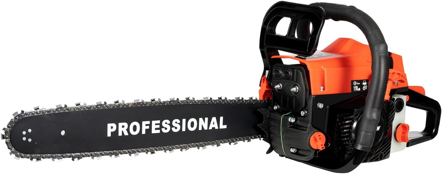 3.6Hp 20-Inch Gas Power Chainsaw, 2-Stroke 2.6KW Single Cylinder Chain Saw Set with (Fuel Mixing Bottle,Oil Hopper), 58CC Portable Cordless Chain Saw for Wood Cutting