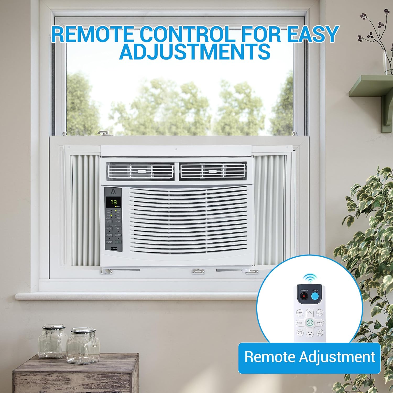 6,000 BTU Window Air Conditioner, Cool Rooms Up to 250 Sq.Ft., Smart Window AC Unit with Remote Control, 3 Fan Mode, Sleep & ECO Mode, Washable Filter, for Bedroom, Apartment, Office, New R32