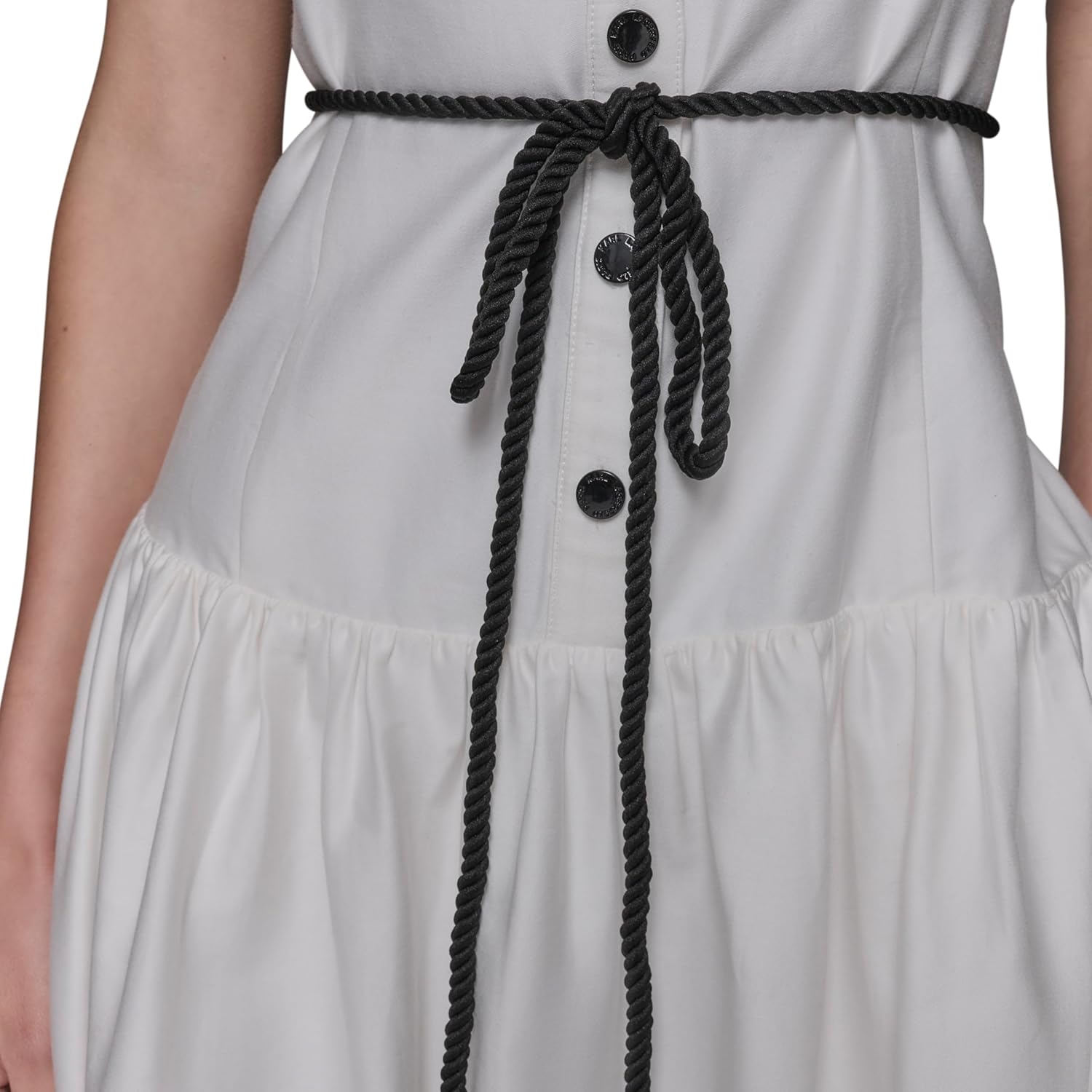 Karl Lagerfeld Womens Sleeveless Button Detail Cotton Midi Dress