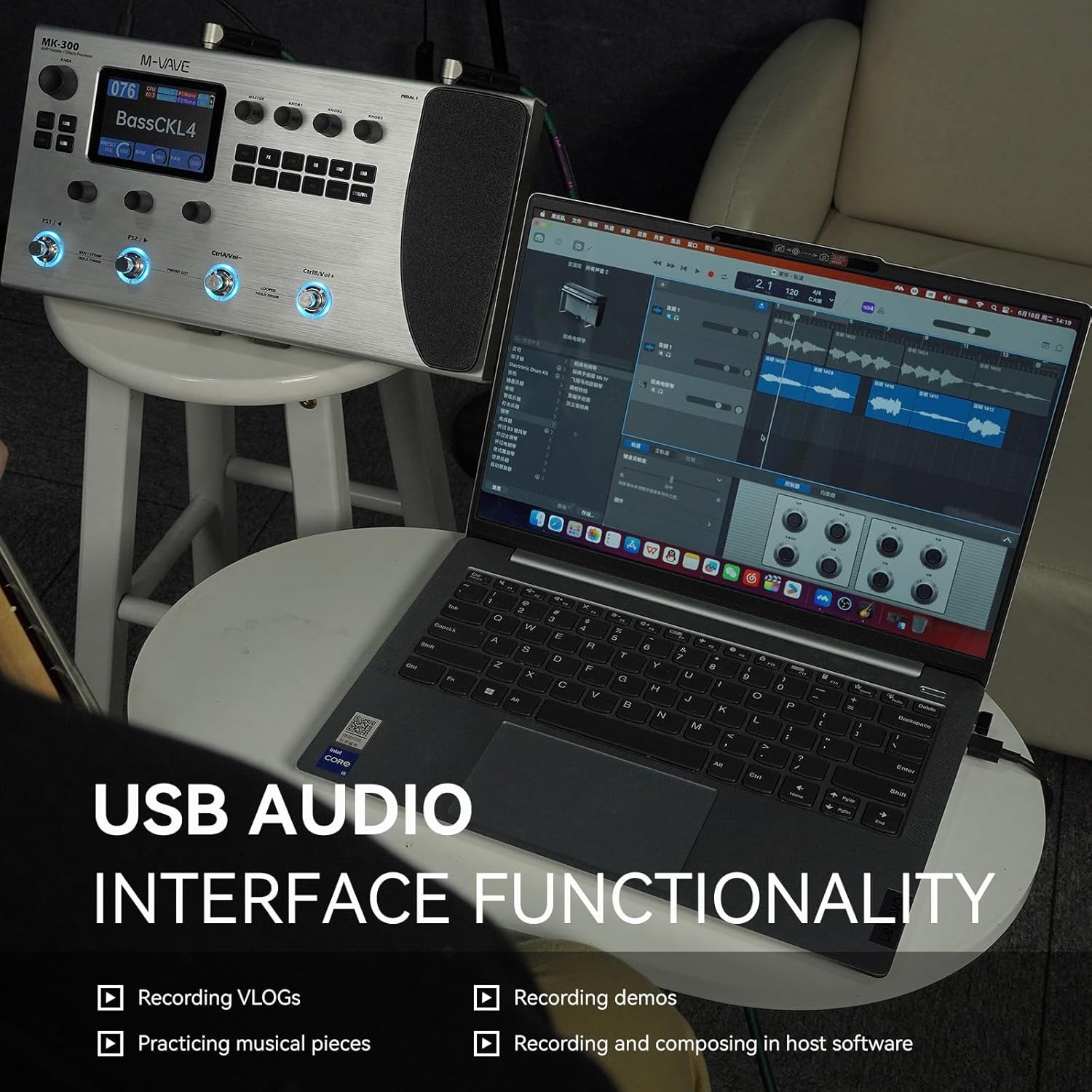 Multi-Effects Guitar Bass Pedal with 360+ Effects IRS Delay, Reverb, Modulation, Preamp, AMP Model, 160 Preset Storage, Built-in 300' LOOPER 128 Drum Machine, DS MK-300 MIDI Support