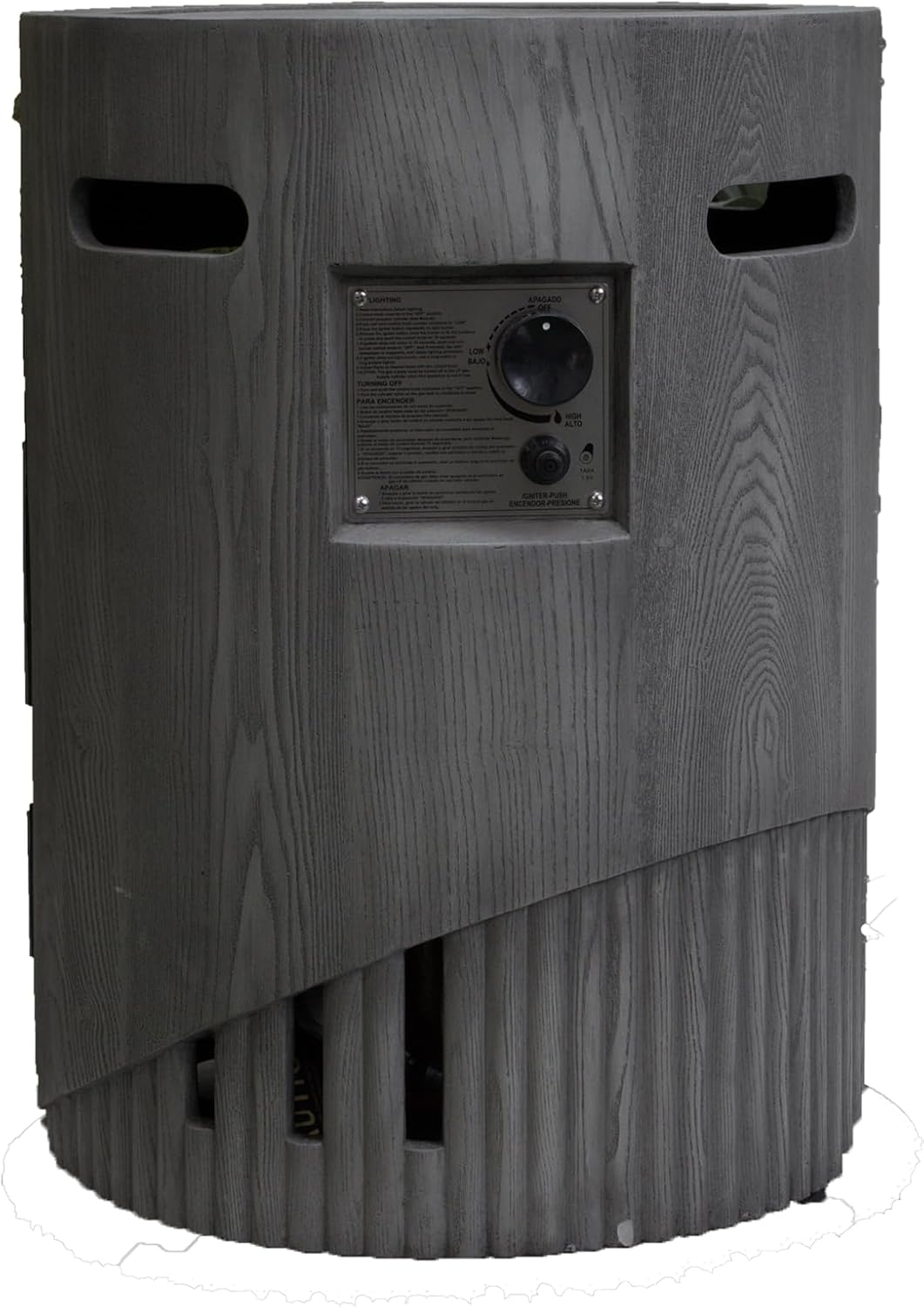 32,000 Btu Outdoor Gas Fire Pit with 20 Inches Round Design, CSA Certified, Antique Dark Grey Cultured Stone Finish, Includes Lava Rocks & Rainproof Cover – Patios (1 Doors)