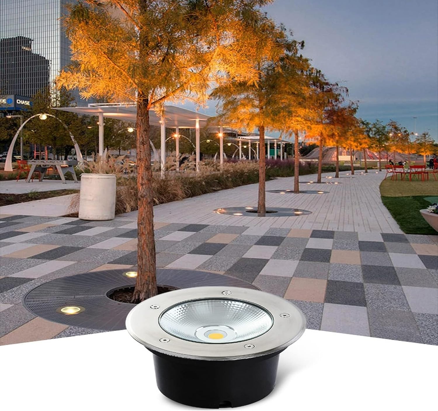 Underground Light LED, IP65 Waterproof COB Outdoor Underground Lamp, Recessed Round Ground Lights, Stainless Steel Landscape Light, for Balcony Patio Garage Lawn Pathway(Red,15W-DC24V)