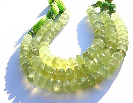 13 inch natural beads strand of 10mm faceted rondelle prehnite gemstone beads for DIY jewelry - necklace, bracelet, earring, ring.