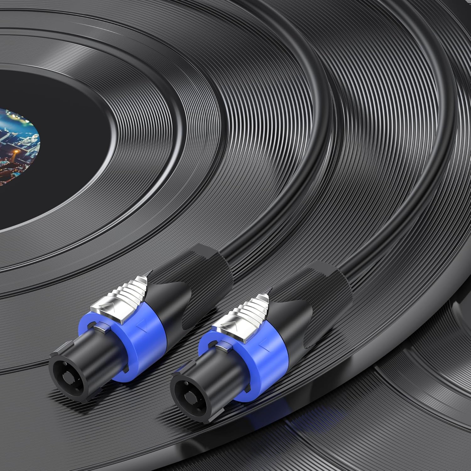 100 feet Speakon to Speakon Cables, 2 Pack Professional Audio Amplifier Mixer Speakon Speaker Cable Wire