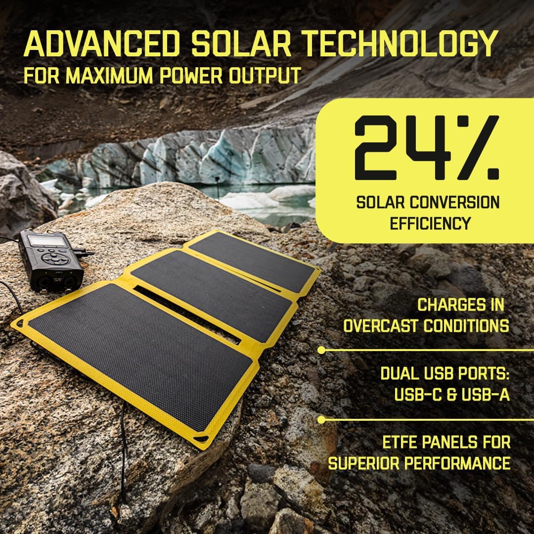 SunJack 25 Watt Foldable IP67 Waterproof ETFE Monocrystalline Solar Panel + 2X 10000mAh Power Banks with USB-A and USB-C for Cell Phones, Tablets and Portable for Backpacking, Camping, Hiking