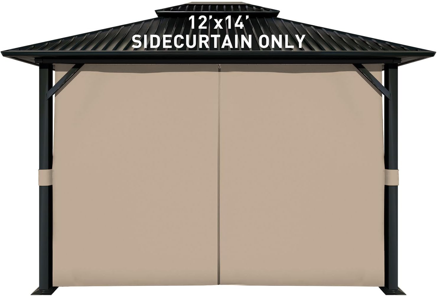 Aoodor 12x14 ft Outdoor Gazebo Curtains, 4 Panels Waterproof Privacy Sidewall Replacement with Zipper for Patio Pergola and Canopy, Sand Yellow