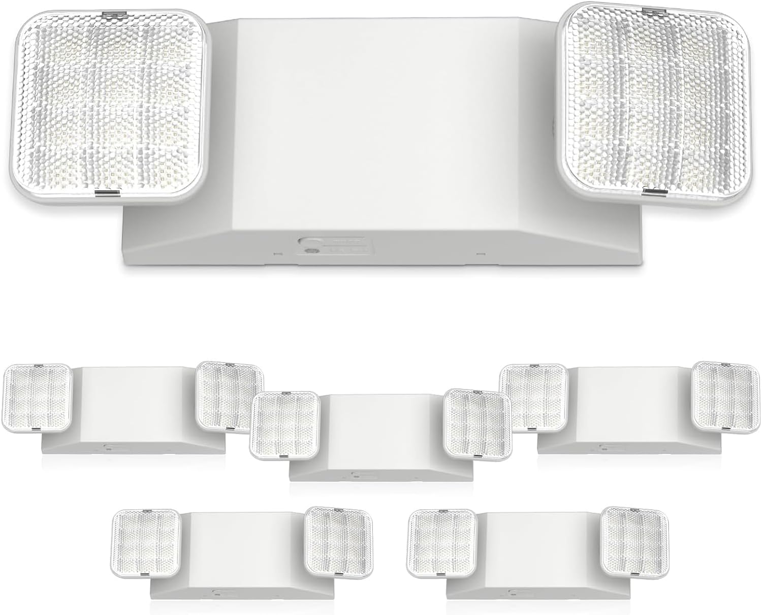 FREELICHT 6 Pack LED Emergency Light for Business, LED Emergency Square Lights with Battery Backup, 2 Bug Eye Heads Adjustable Commercial Lighting Fixtures, UL 924 Certified