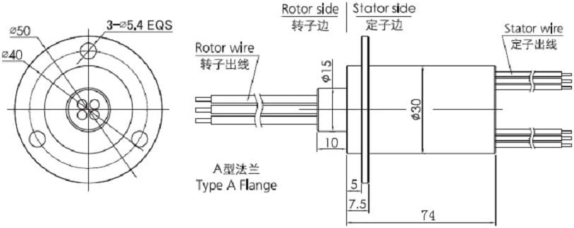 Factory Outlets Mini Capsule Electrical Slip Ring 22mm 2/4 Wires 10A 250RPM 240VDC VAC Signal Transmission Rotary Connector for Wind Turbine Generator (OD 30mm, 12wires 10A)