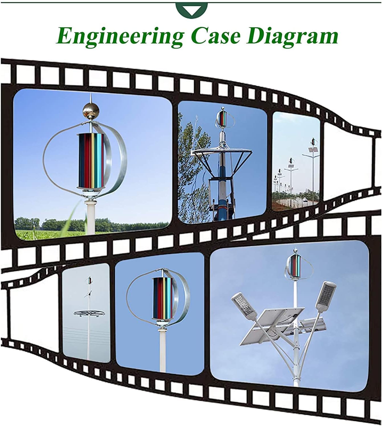 Wind Turbines Generator Portable Vertical Wind Power Turbines Generator Kit with Charge Controller for Compatible with Attraction Schools Highway