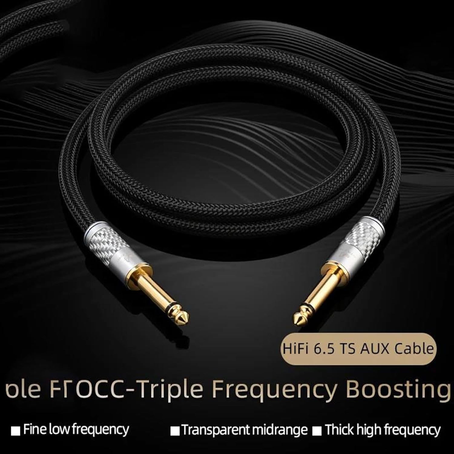 Pro Audio Cable 6.35mm Aux Guitar Cable Gold Plated Mono 6.35 TS Male to 6.35 TS Male Guitar Amplifier Cable(0.75m)