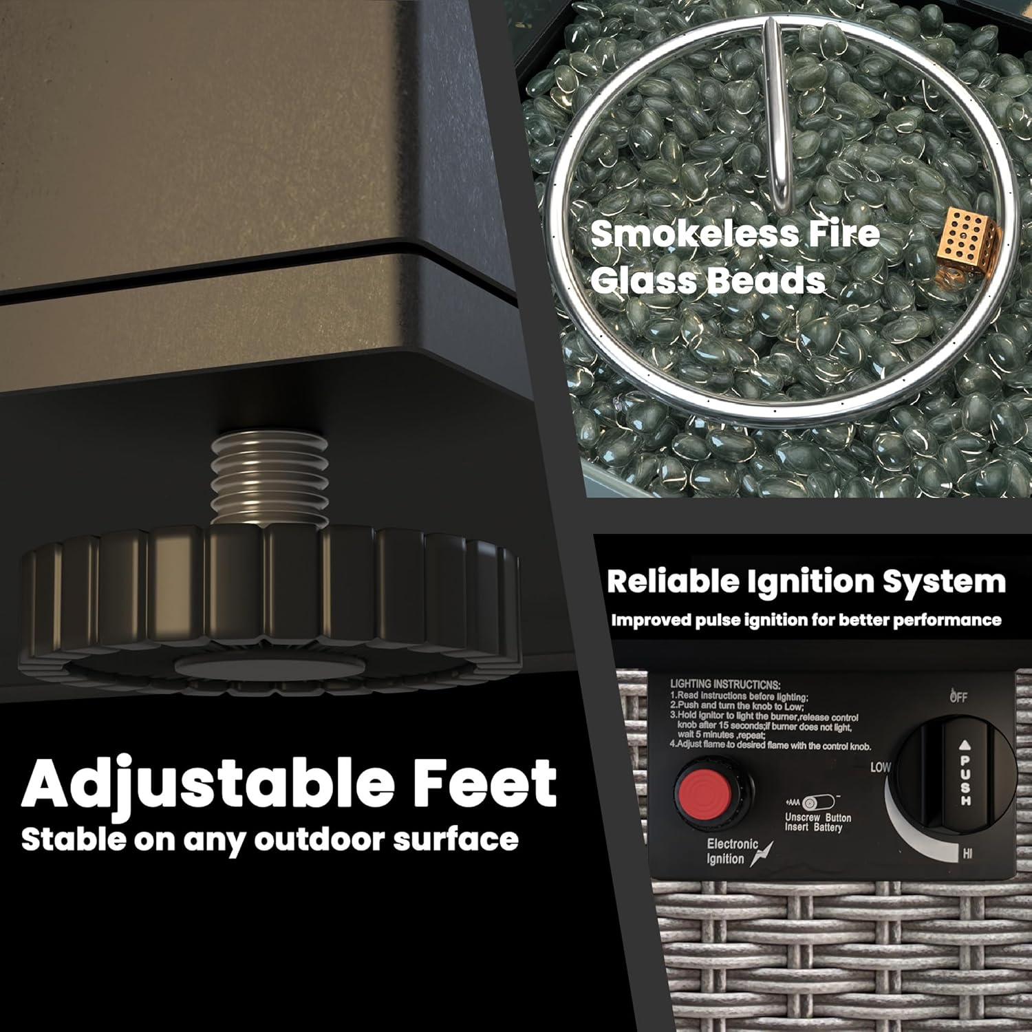 Propane Fire Pit Table, Outdoor Fire Pit Table, 28