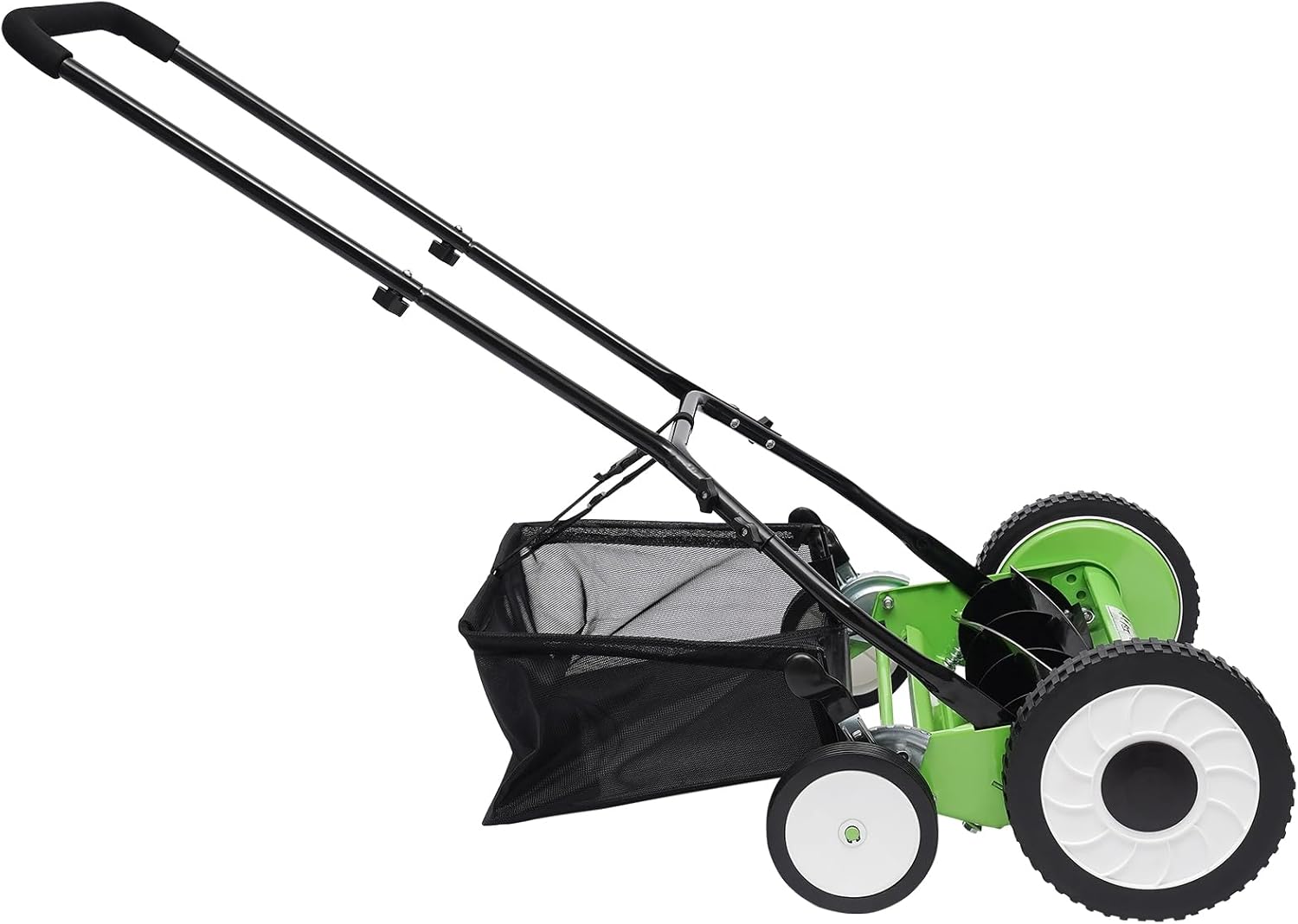 Manual Reel Lawn Mower,Removable Grass Catcher Push Outdoor Tool with Removable Collection Bag,16-Inch Cutting Width Push Reel Lawn Mower with 5 Manganese Steel Blades,for Picking up Grass,Leaves