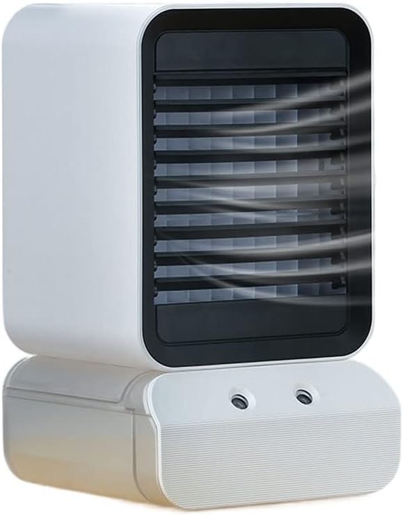 Evaporative Air Cooler, Small Air Conditioner, USB Powered Poratble Air Cooler w/Humidifier, Colors Night Light, 3 Speeds Mini Air Conditioner Poratble for Room/Desktop/Office