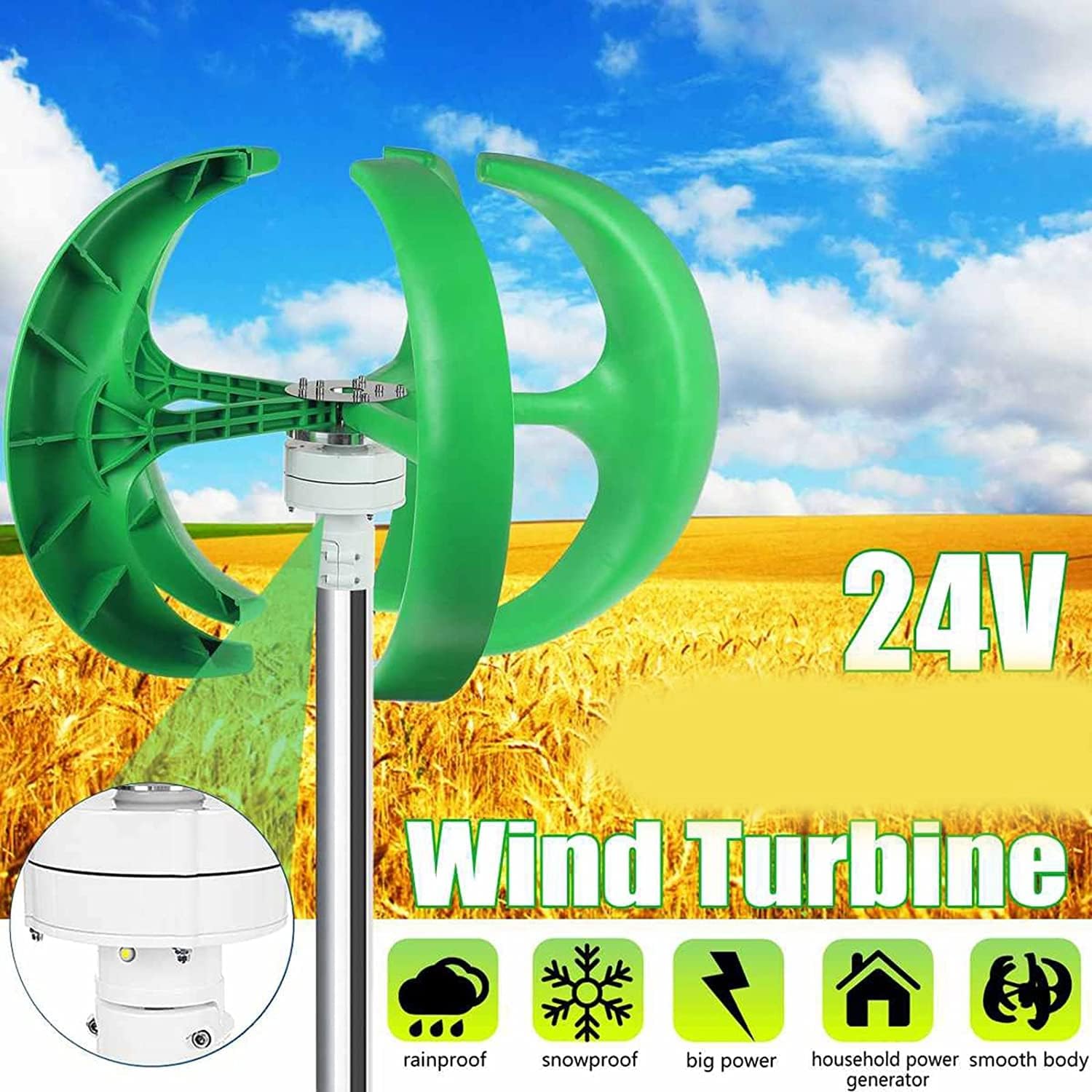 LiuSj JUnSt 5000W 5 Blades Option Vertical Wind Generator,with Controller Wind Turbine Generator Windmill Low Noise for Home Boat Streetlight Roof