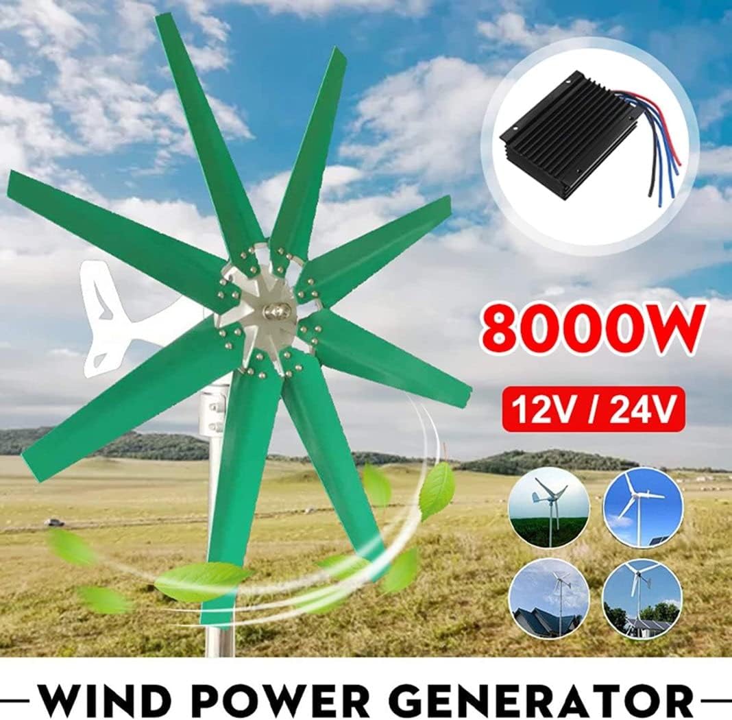 LiuSj JUnSt 8 Blades Horizontal Home Wind Turbine 8000 W, 12 V Generator Charge with Controller Windmill Energy Wind Generator for Home Use Yacht Farm