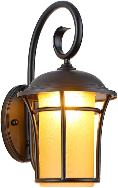 LED Indoor Wall Light, Traditional Black Wall Sconce Lighting Fixture Waterproof Outdoor IP54 Wrought Iron Wall Lamp Light Retro V-intage Residential Villa Terrace Fence Patio Porch Safety Light E27