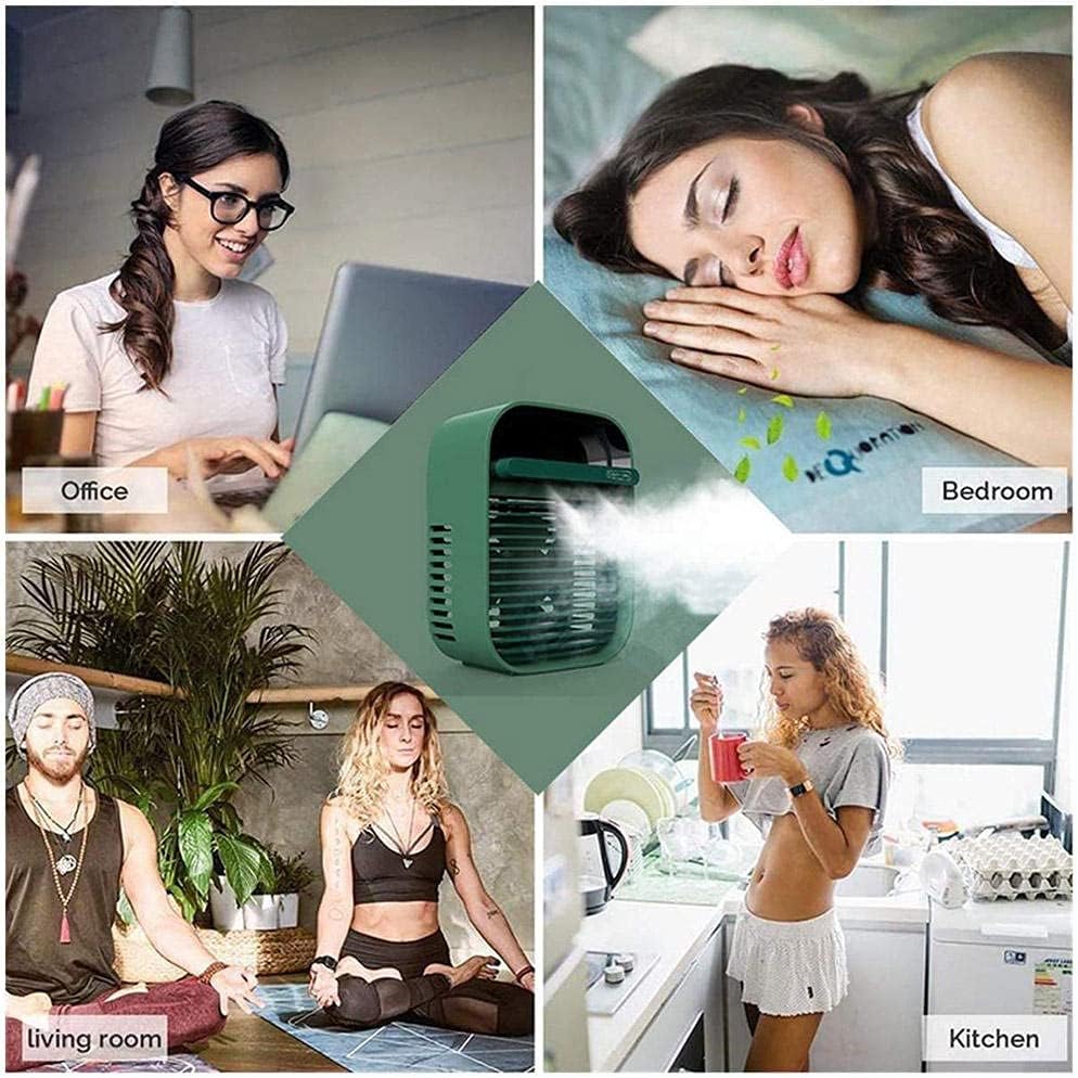 Upgrade Mini Air Conditioner USB Portable Air Conditioner Household Air Cooler Cooling Humidifying Desktop Air Conditioner Fan-White.