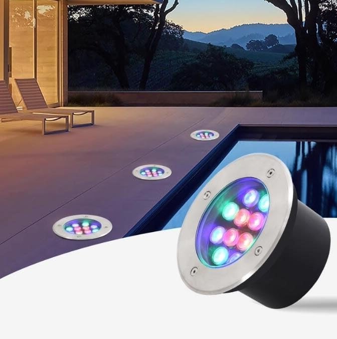 LED Landscape Light - Outdoor Buried Lights, 12V Embedded Ground Spotlight, IP67 Waterproof Recessed In Ground Pathway Lights, for Lawn/Terrace/Garden(Blue,36W)