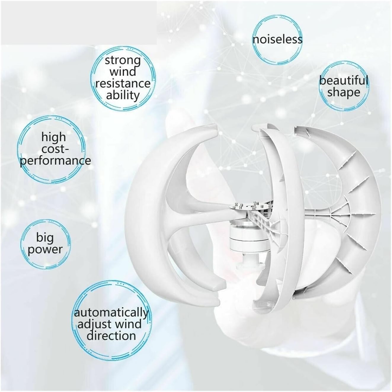 Wind Turbine, Vertical Wind Turbine Generator 1000W 5 Blades12v 24v with MPPT Charge Controller Low Noise Wind Speed Start Rotation for Home(Black,with MPPT Controller_24V)