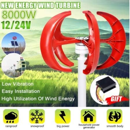 8000W 5 Blades Vertical Axi Wind Turbines Generator Lantern 12V 24V Motor Kit Electromagnetic for Home Streetlight Use,12v