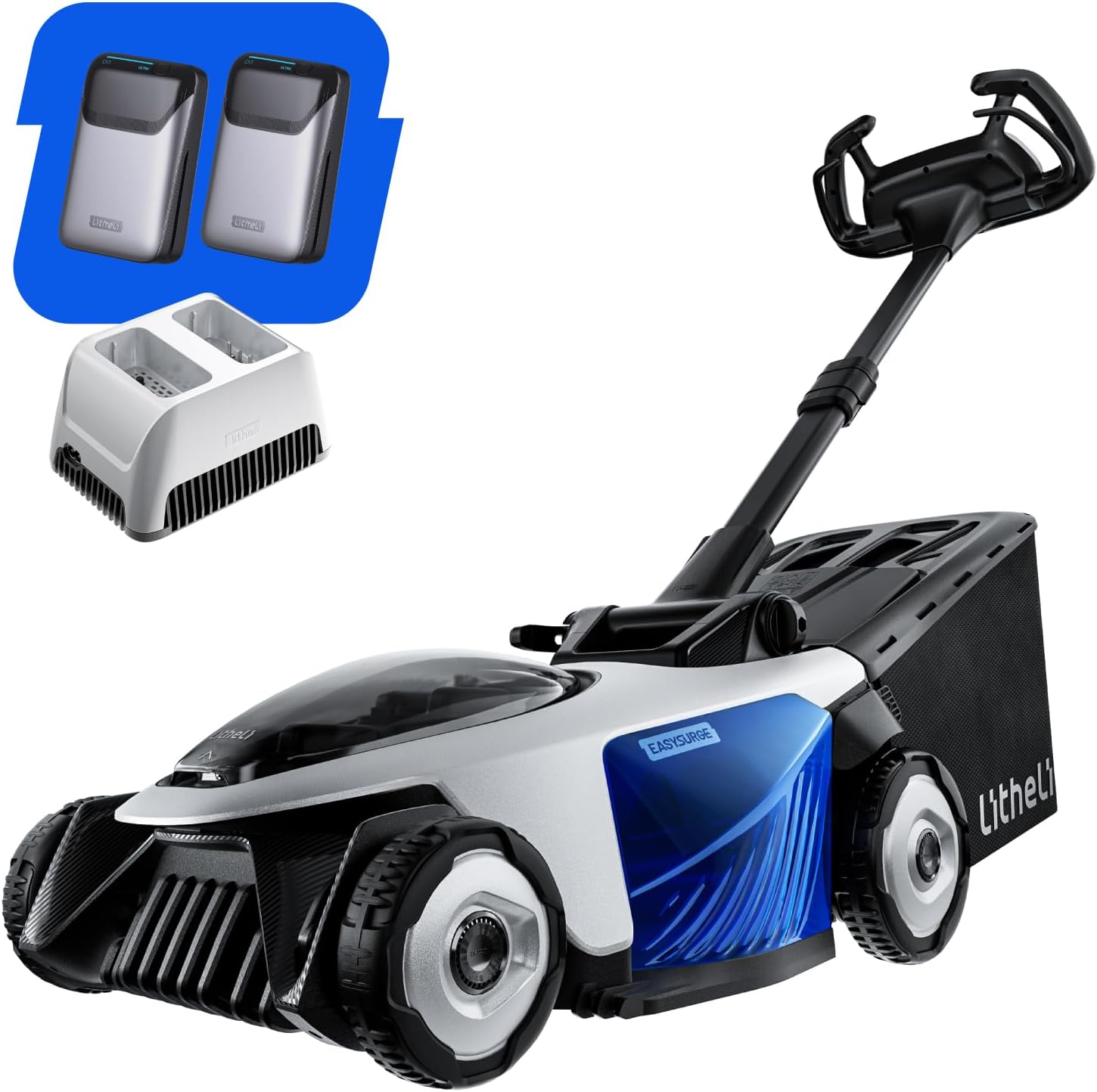 Electric Lawn Mower, Self-propelled Lawn Mower Cordless 40V(2x20V) 18.5